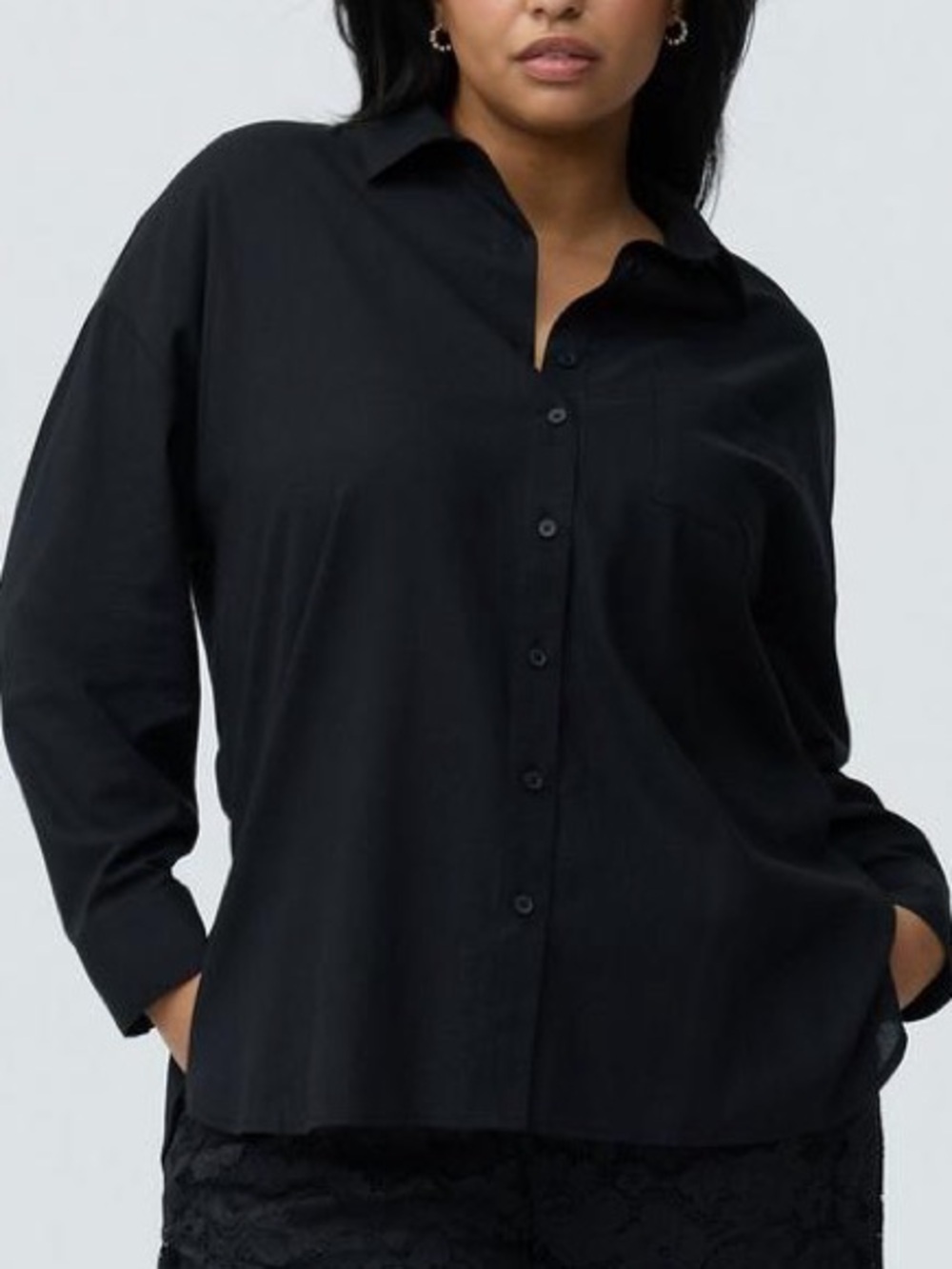 torrid Black Relaxed Button-Front Blouse